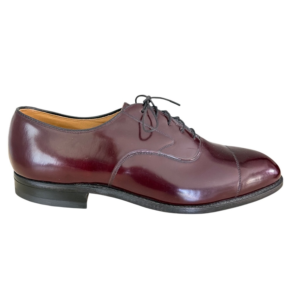 Johnston & Murphy Aristocraft Mens 10 B Burgundy Leather Cap Toe Oxford USA 8637